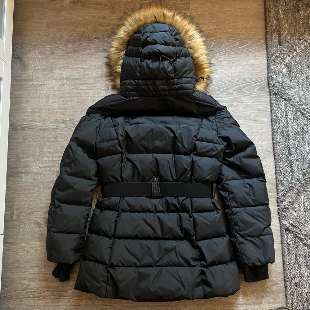 NWOT SAKS 5th-S13 New York, 3/4 Puffer Down Faux Fur Hood, Belt - Picture 2 of 16